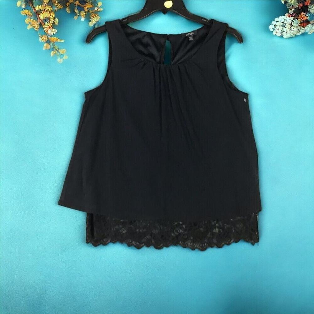 Apt. 9 Womens PXS Black Lace Layered Tank Top Sleeveless Blouse NWOT